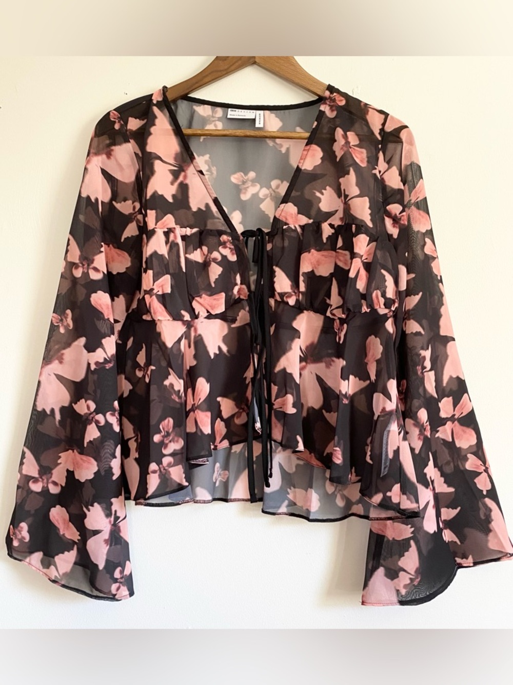 NWOT ASOS Sheer Butterfly Print Top size 10